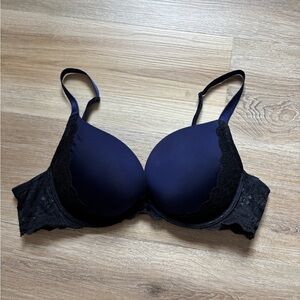 Torrid 40B Blue and Black Lace Push Up Bra
